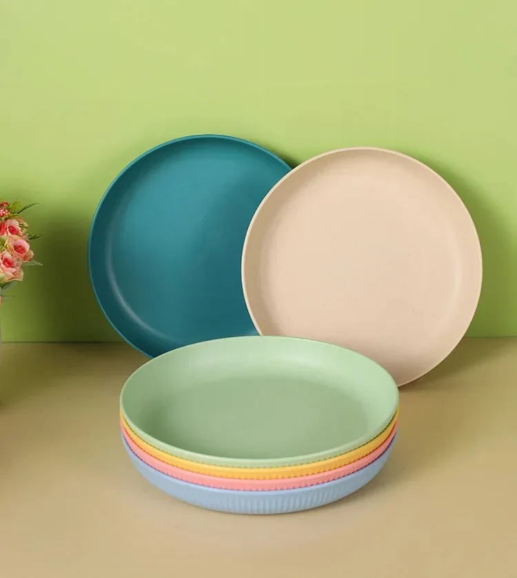 Eco-Friendly Wheat Straw Dinnerware Set - 4pcs Plates Cups Bowls for Home  Outdoor Use