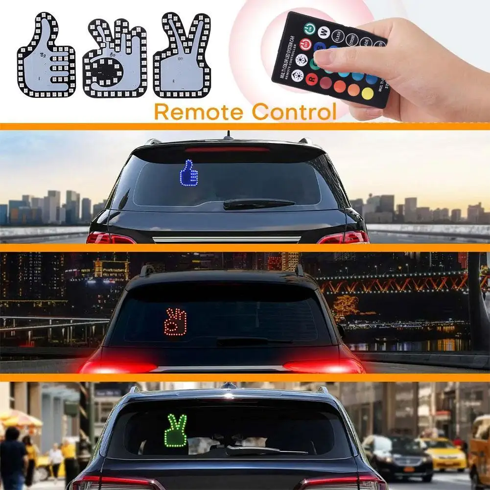 Universal Fun Car Gesture Light Finger Led Light Con Gadget Per Auto Remoti E Road Rage Sign Funny Rear Window Sign Accessori Per Auto