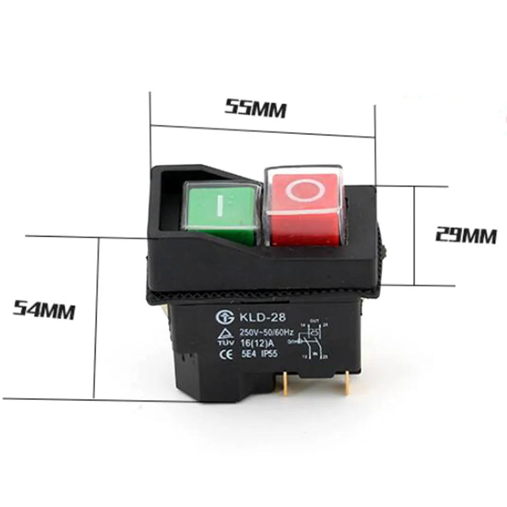 Joli électromagnétique à bouton-poussoir, étanche IP55, 4 broches, AC 250V, 16A, démarreur magnétique, outil électrique, interrupteurs de sécurité pour machine-outil