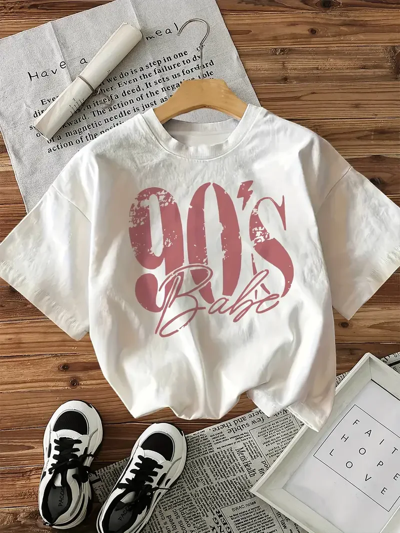 รูปสินค้า เสื้อยืดผ้าคอตตอน 100% ดีไซน์ 90s ย้อนยุค หญิง