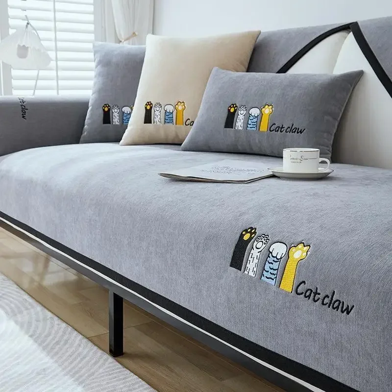 High-grade Chenille Sofa Cushion Four Seasons Universal Non-slip Straight Type Sofa Cover Straight Row Sofa Cushion Suit 5
