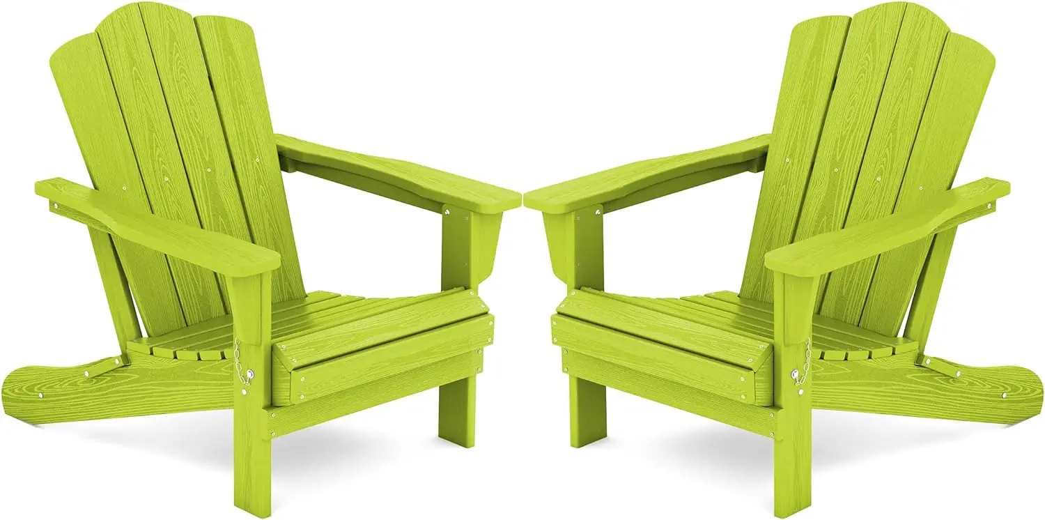 

Folding Adirondack Chair Set of 2, HDPE All-Weather Folding Adirondack Chair -Apple