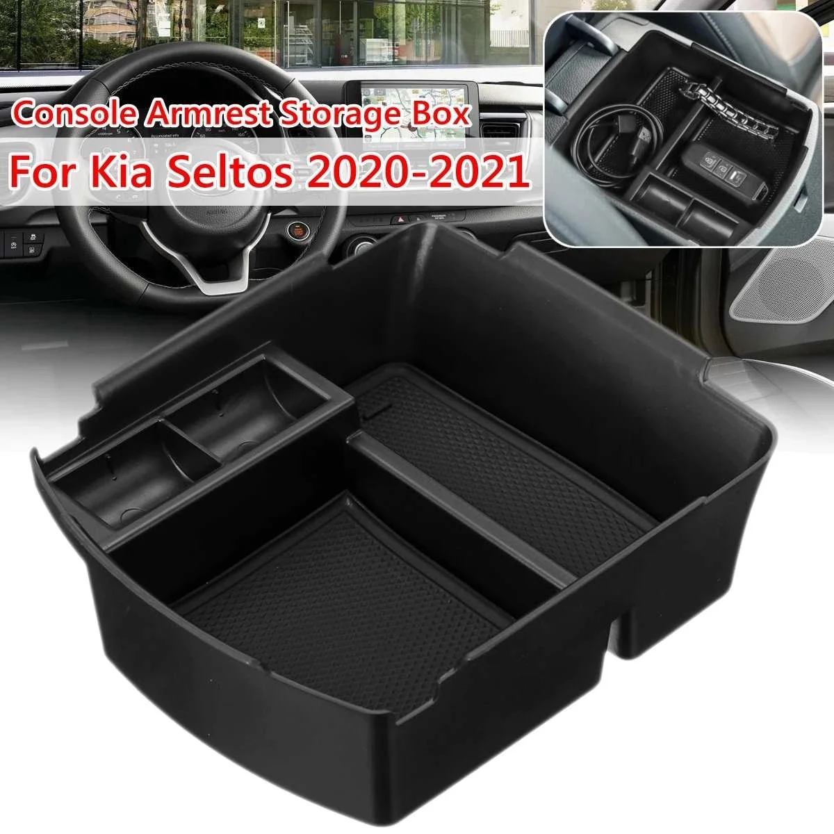 A65X-센터 콘솔 정리함 트레이 Kia Seltos 2020 2021 팔걸이 보조 보관함 인서트와 호환 가능