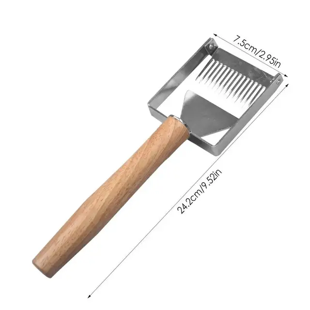 Mézes Villa Rozsdamentes Acél Méheszerékek Méhsejt Késsel Uncapper Méhész Tine Hive Scraper Tool Wooden - Image 6