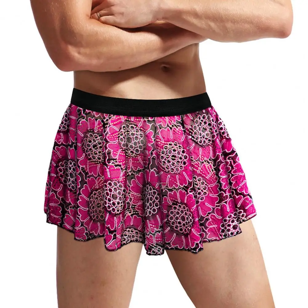 Unisex Pleated Elastic Waist Mini Skirt