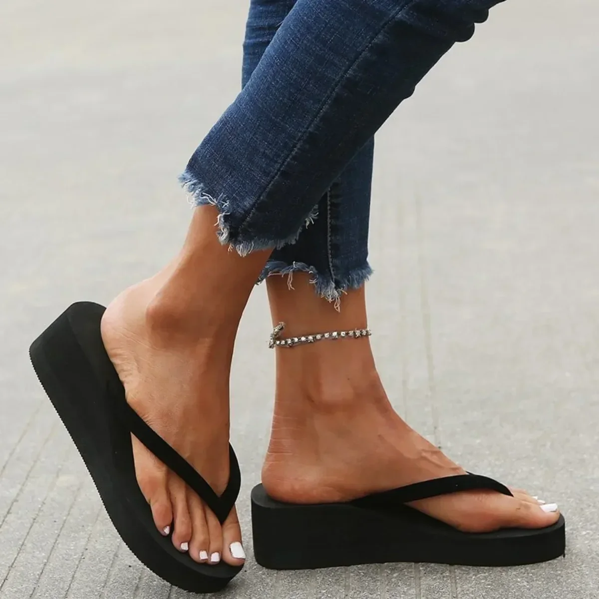 Slippers Summer Shoes Women Wedges Sandals Slides Beach Home Slippers Women Flip Flops Memory Foam Slippers Zapatos De Mujer — view 3