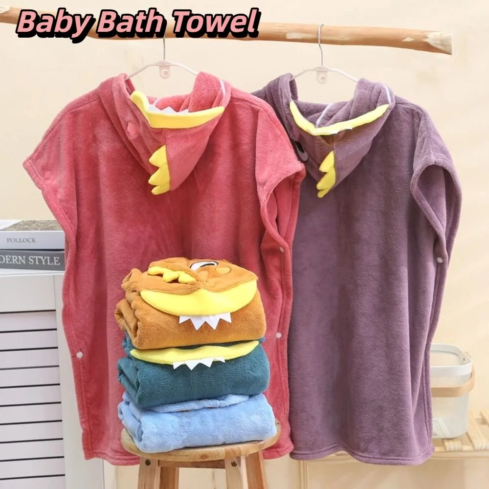 Comfortable Cartoon Baby Bath Towel Quick-Drying with Hat Hooded Bathrobe Coral Velvet Soft Cartoon Cloak Towel Children