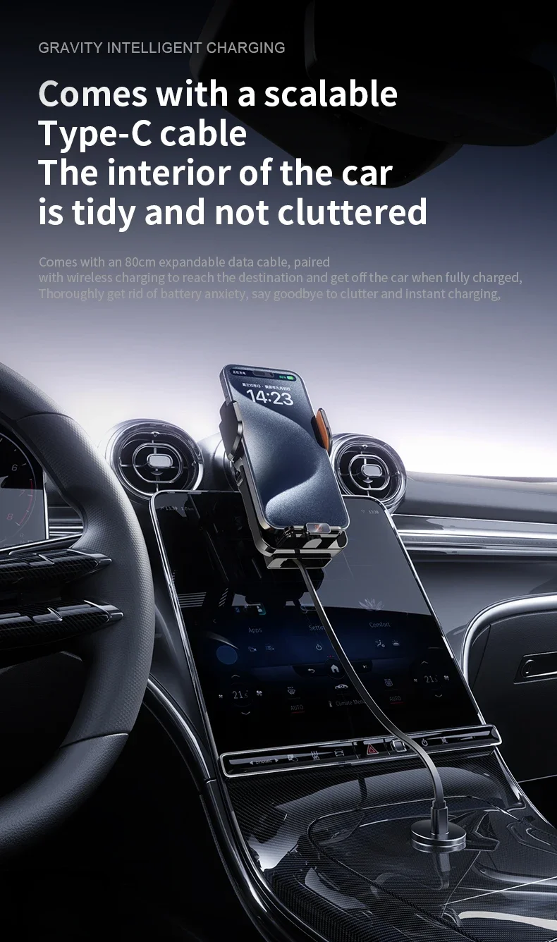 For Tesla Model Y/3 And Other Car Max 66w Car Wired Phone Holder 15w Wireless Ch