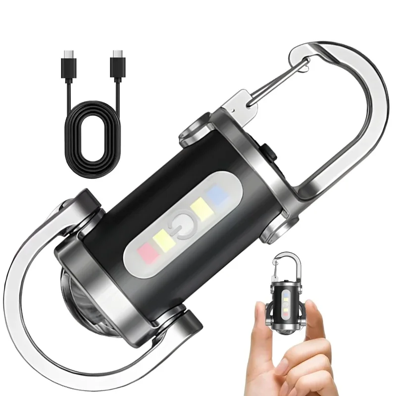 portable flashlight Rechargeable Keychain Flashlights 800LM EDC COB Work Light Torch Ultra Bright Mini for Searching Hiking
