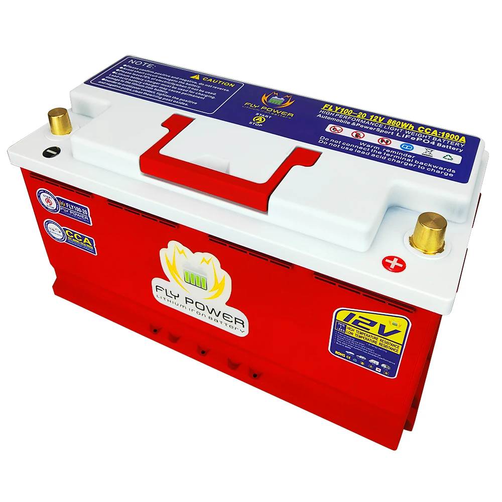 12V 100AH LiFePO4 Battery Motor Car High Power 12.8V 1200Wh 1900A With Jump Starter Protection Automobile Lithium Iron Battery