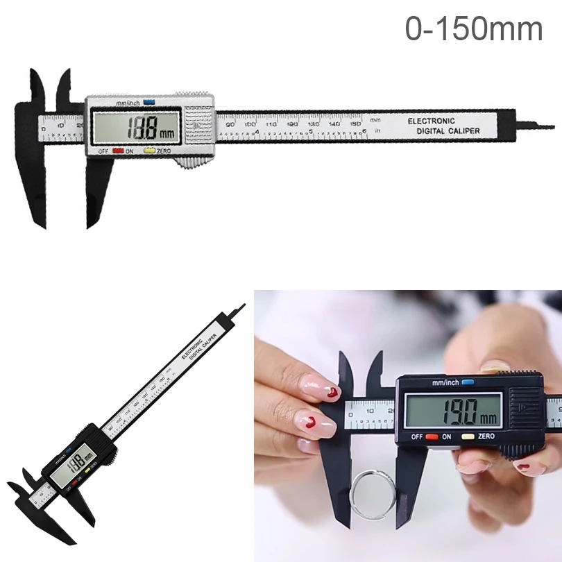Cal9004 Ruler Accurately Digital Vernier Caliper 0-150mm LCD Electronic Carbon Fiber ...