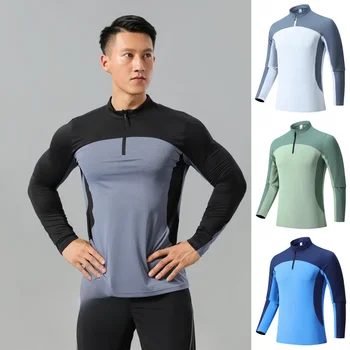 Men'S Quick Dry Sports T Shirt Long-Sleeved Basketball Training Running T Shirts Fitness Bodybuilding Compression Jogging Shirt
