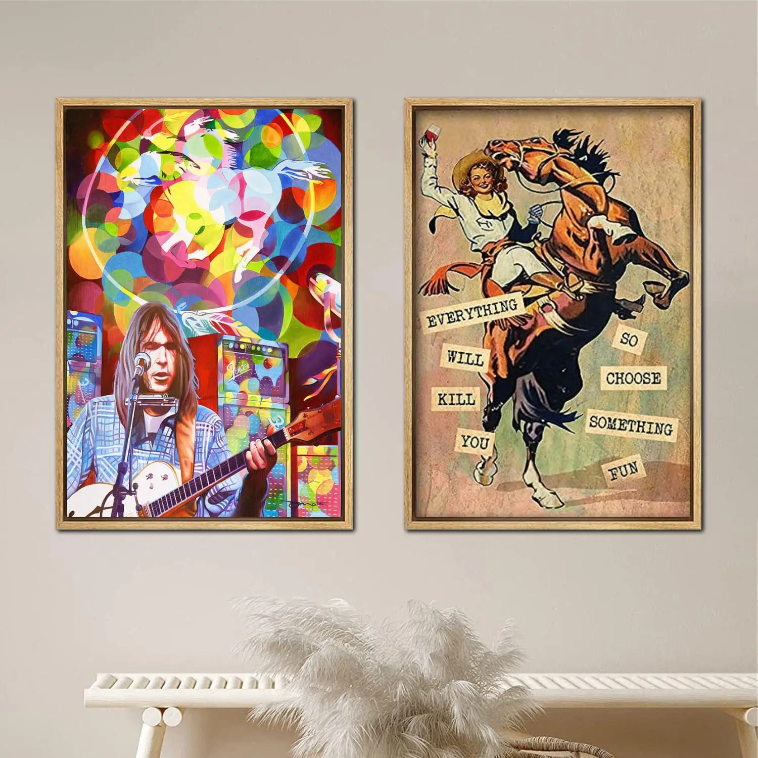 Neil Young & Crazy Horse Painting 24x36 Wall Art Canvas Posters room