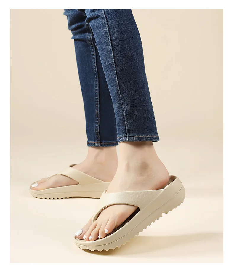 Gacimy Women Thick Sole Flip Flops Summer New Non-slip Beach Slippers Fashoin Outdoor Thick Sole EVA Sandals Casula Home Slides