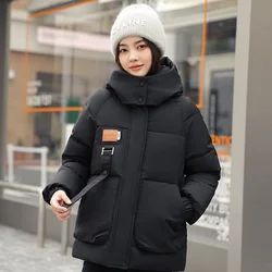 2024 New Winter Down Cotton-padded Jacket Women Short Coats Hooded Parka Windproof Outerwear Oversize Loose Female Warm Overcoat