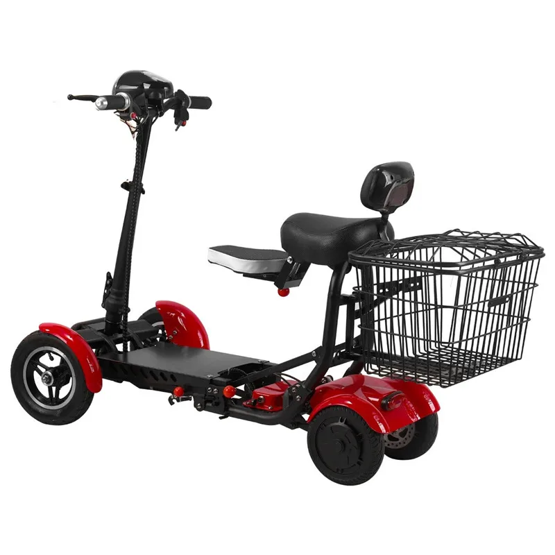 10 Inch Folding Adult Parents Child Electric Scooter 2 Seats 500W 36V Family Mobility Scooter 4 Wheels For Elderly With Basket