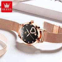 OLEVS 5189 Women's Watch Quartz Wristwatch Casual Fashion Watch for Ladies Waterproof Luminous Mesh Belt Love Dial Zircon Scale 2