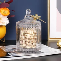 Golden Butterfly Dragonfly Crystal Glass Storage Jar Jewelry Box Sugar Bowl Household Aromatherapy Candle Bottle Glass Container 1