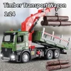 1:24 Alloy Timber Transport Wagon Car Toy Metal Diecasts Model Engineering Vehicle with Pull Back Function Car Toys for Boy Gift 1