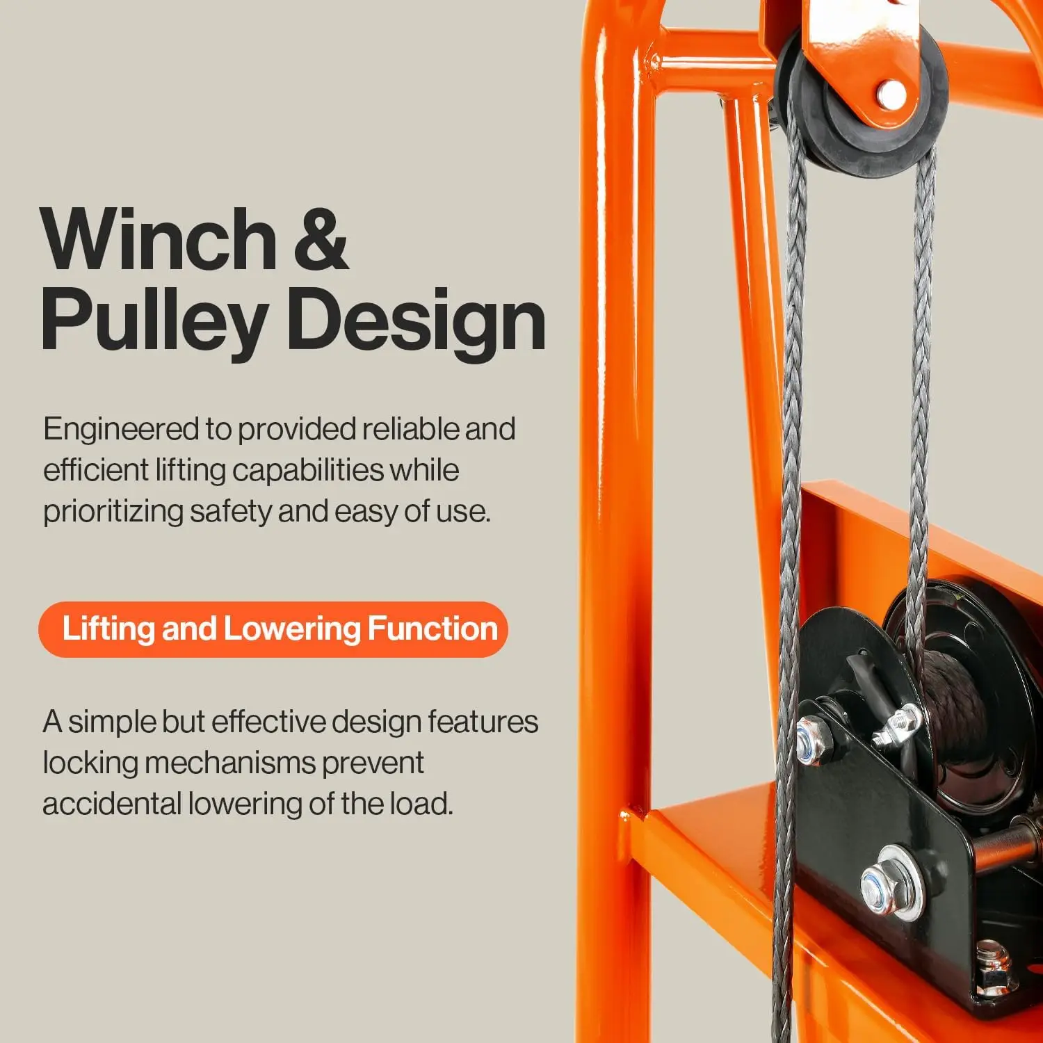 Lift Winch Stacker, Pallet Truck Dolly, Lift Table, Fork Lift, 330 Lbs 40" Max w/ 8" Wheels, Swivel Casters