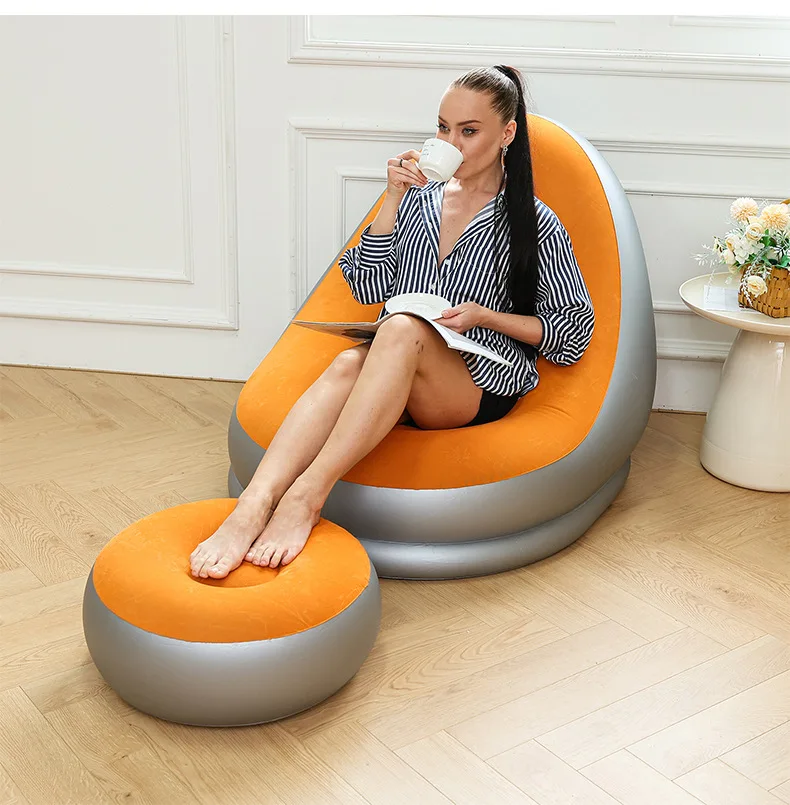 Lazy Air Sofa Bed With Pedals Modern Leisure Inflatable Sofa for Home Outdoor Office