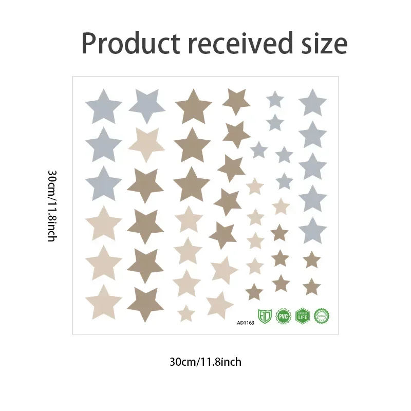 47Pcs Cute Cartoon Morandi Color Star Wall Sticker Girls Boys Kid Bedroom Baby Toy Room Living Room Wall DIY Beautify Decoration