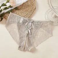 Sous-vêtements Sexy à entrejambe ouvert pour femmes, culotte taille basse, haute élasticité, nœud ajouré, grille, pas besoin de enlever, Breifs fins et doux 6