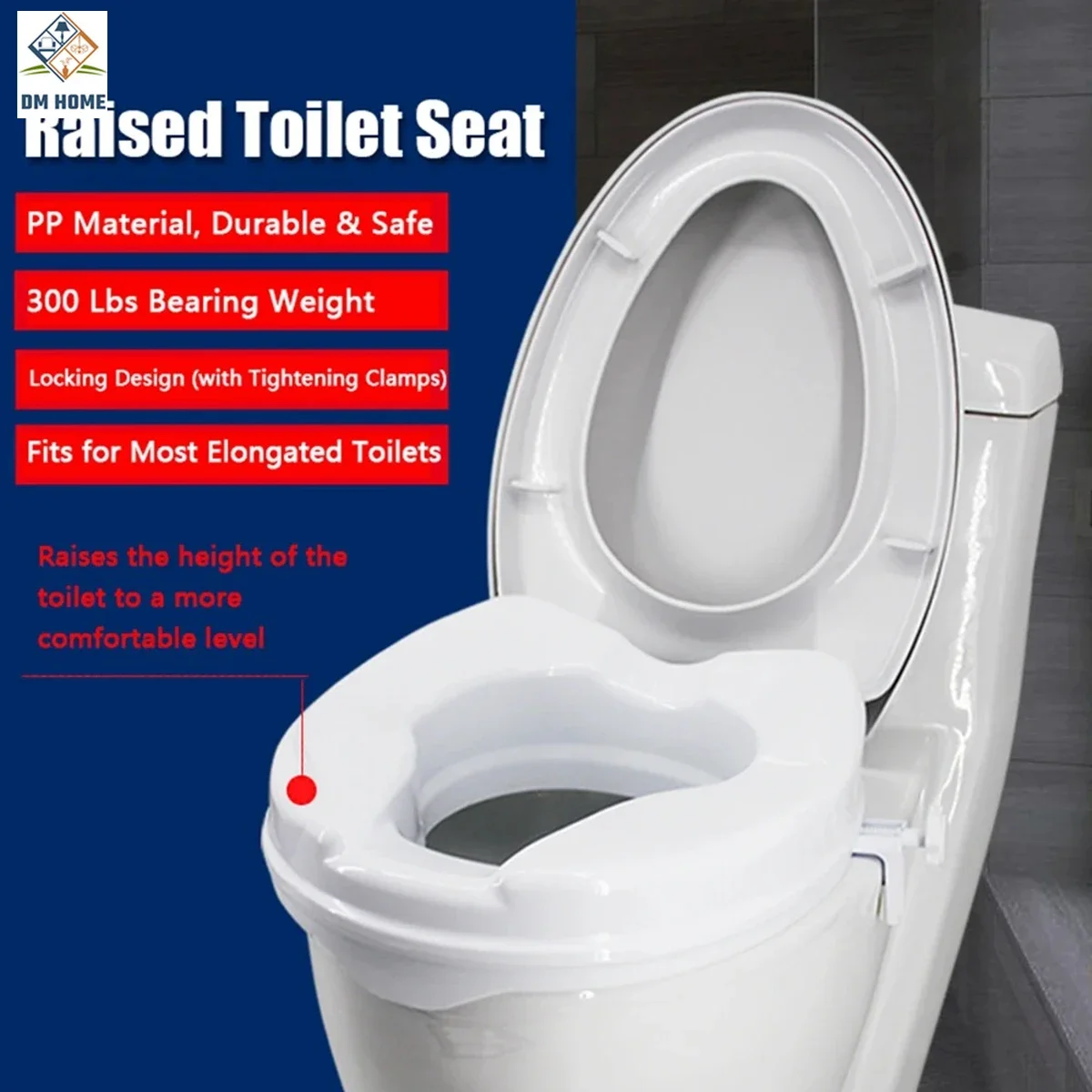Raised Toilet Seat Lift Safety Height Elevated Tightening Elder Pregnant Disabled Toilet Seat Cover Clamps Bathroom Fixture