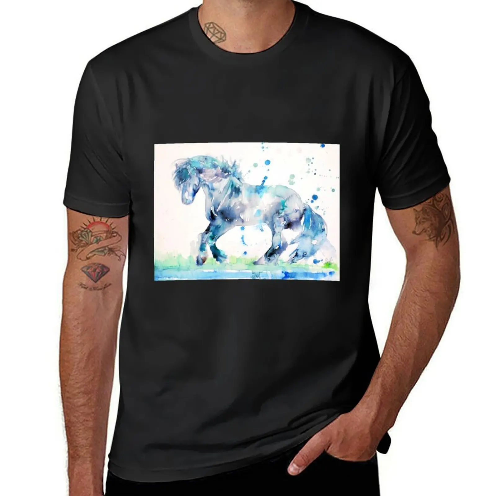 

WINTER HORSE T-shirt sports fans boys animal print t shirt men