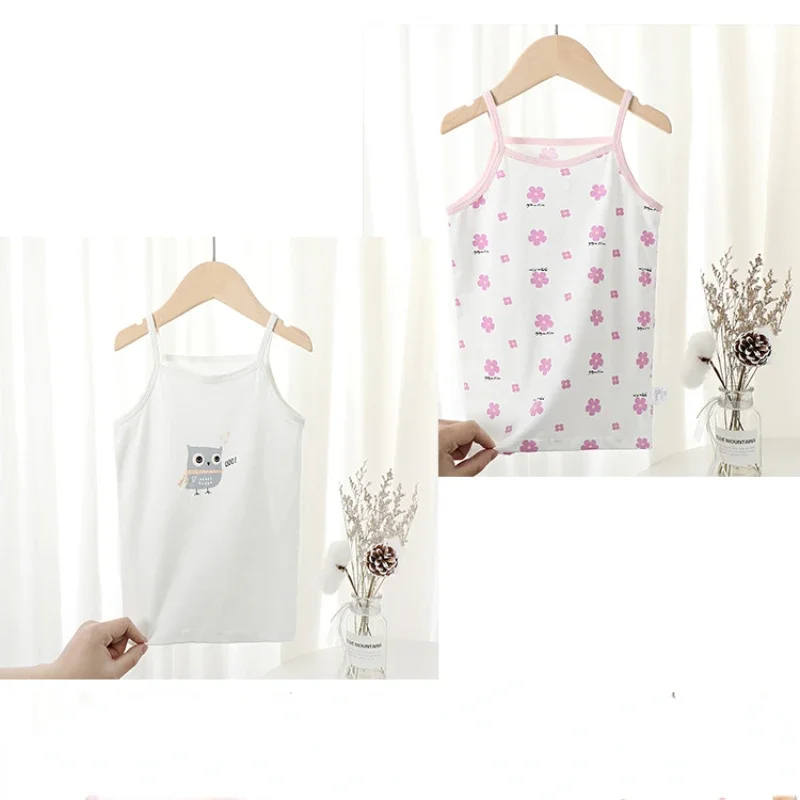 Kids Underwear Summer Cotton Tank Top for Girls Undershirt Children's Singlet Baby Tops Cartoon Printed Camisole girls tank tops