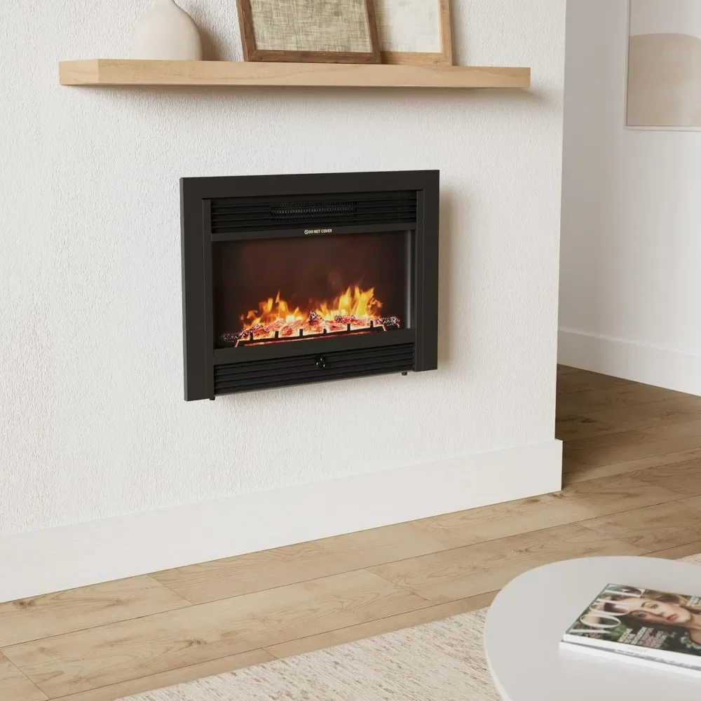 28.5" Electric Fireplace Insert, 3 Color Adjustable Flames, 2 Modes Heat, 8 H Timer, 5 Brightness Settings, 750/1500W Heater 2