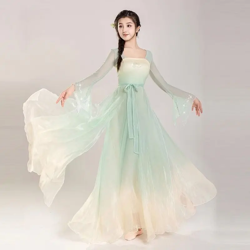 Women's Classical Hanfu Style Dance Costume - Long Chinese Skirt, Loose Fit For Tai Chi, Yoga, Performance