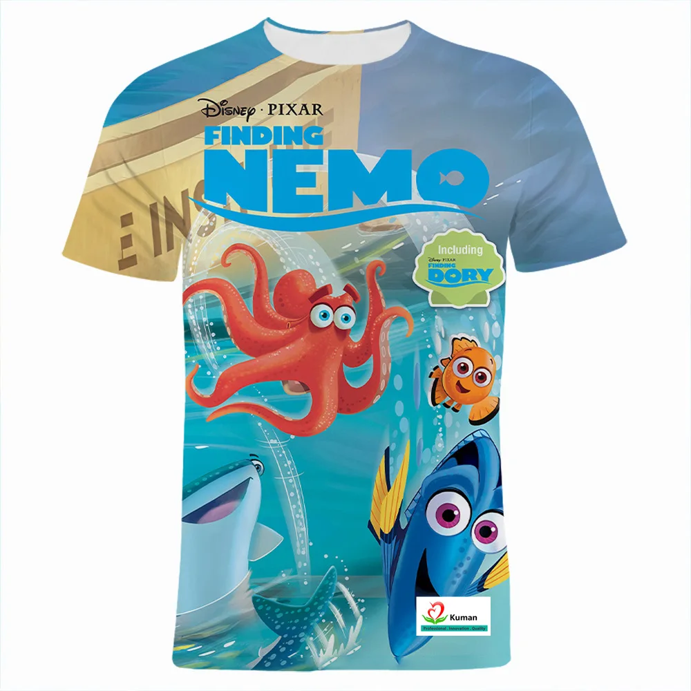 thumbnail image 1 of Disney Finding Nemo Camiseta con estampado 3D de Anime para niños y niñas, camiseta de manga corta con cuello redondo, Tops de calle Harajuku de moda, 1 of 5