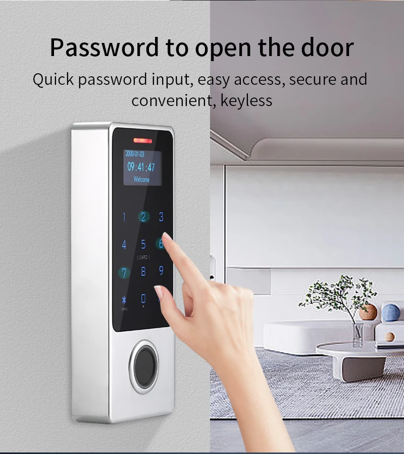 S73ec005bc1374866a8db5cff06c0fb47D WIFI App Tuya Fingerprint Access Controller Keypad Metal Waterproof RFID Card Standalone Door Access Control System