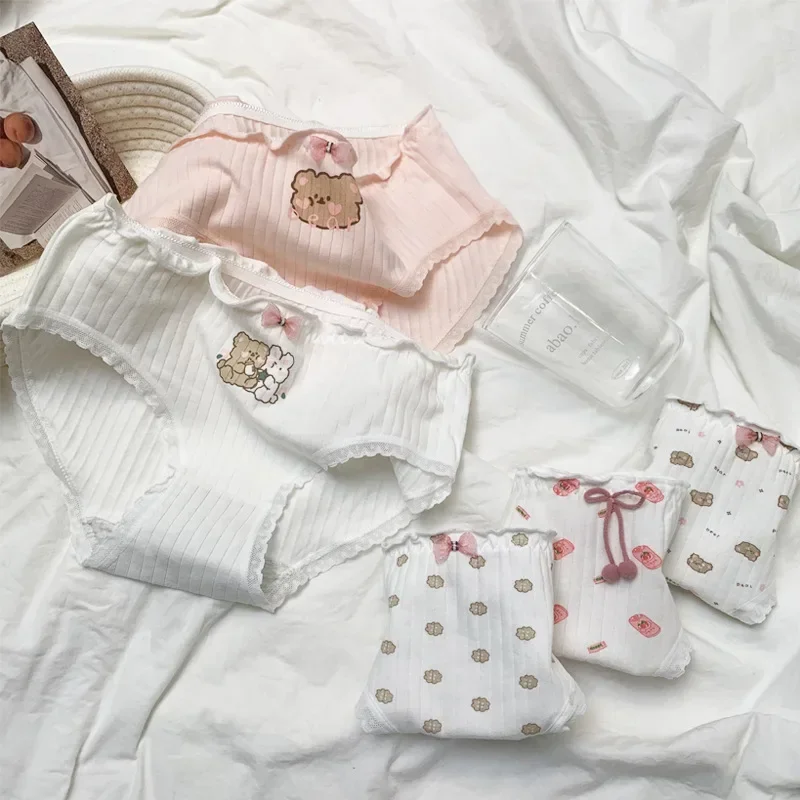

New fashion beautiful bow girl cute cartoon printed mid-waist women's underwear bottom pure cotton briefs