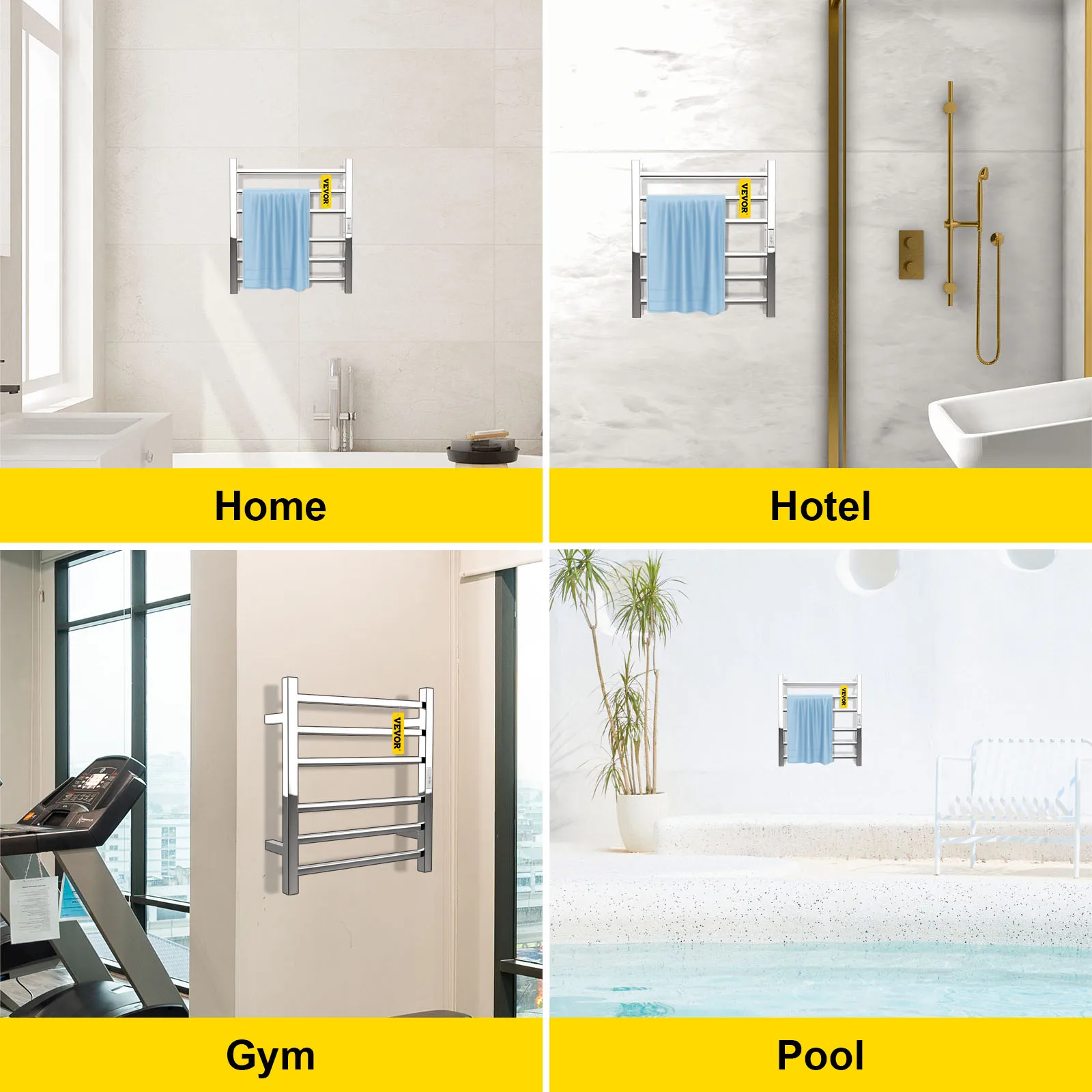 VEVOR Heated Towel Rack Towel Heater Warmer 4/6/8/10/12 Bars Polishing  Brushed/ Mirror Polished/ Powder Coated Steel Squared - AliExpress