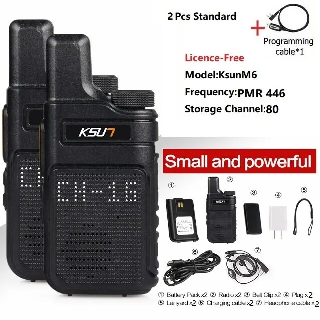Kset pmr446トランシーバー2個ミニサイズ携帯携帯型無線無線無線