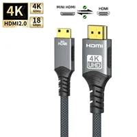 4K@60Hz Mini HDMI to HDMI Cable 2K@120Hz HDR Braided HDMI 2.0 Video Cord For Camera Sony A6400/Canon M50 Switch Monitor TV