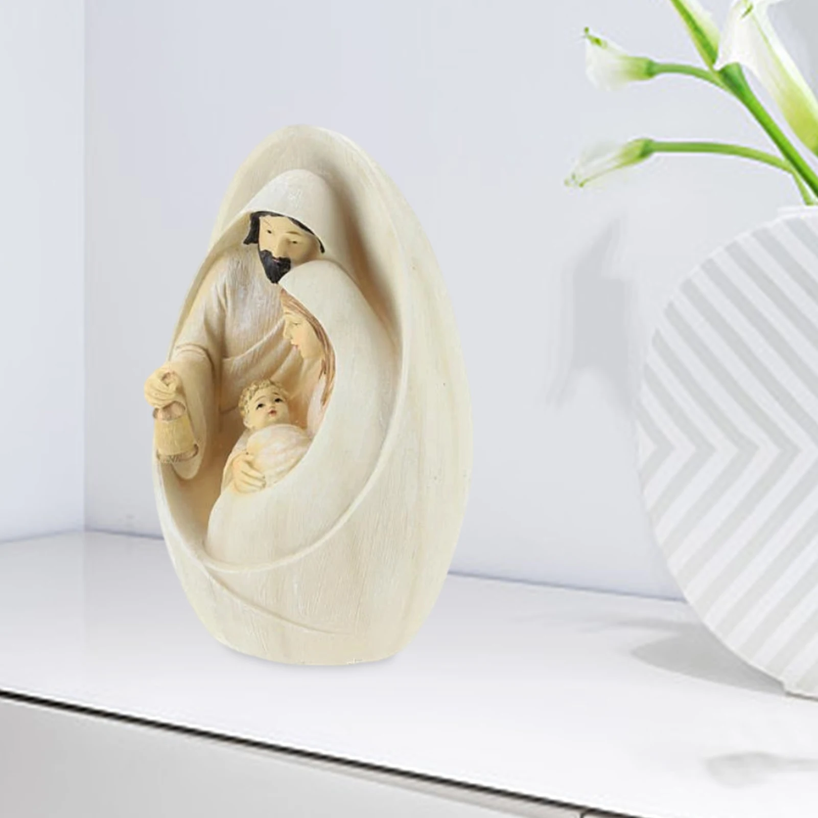 Nativity Figurine Holy Family Nativity Scene Home Decoration Christ Jesus Statues Mary Joseph Miniature Sculpture Christmas Gift