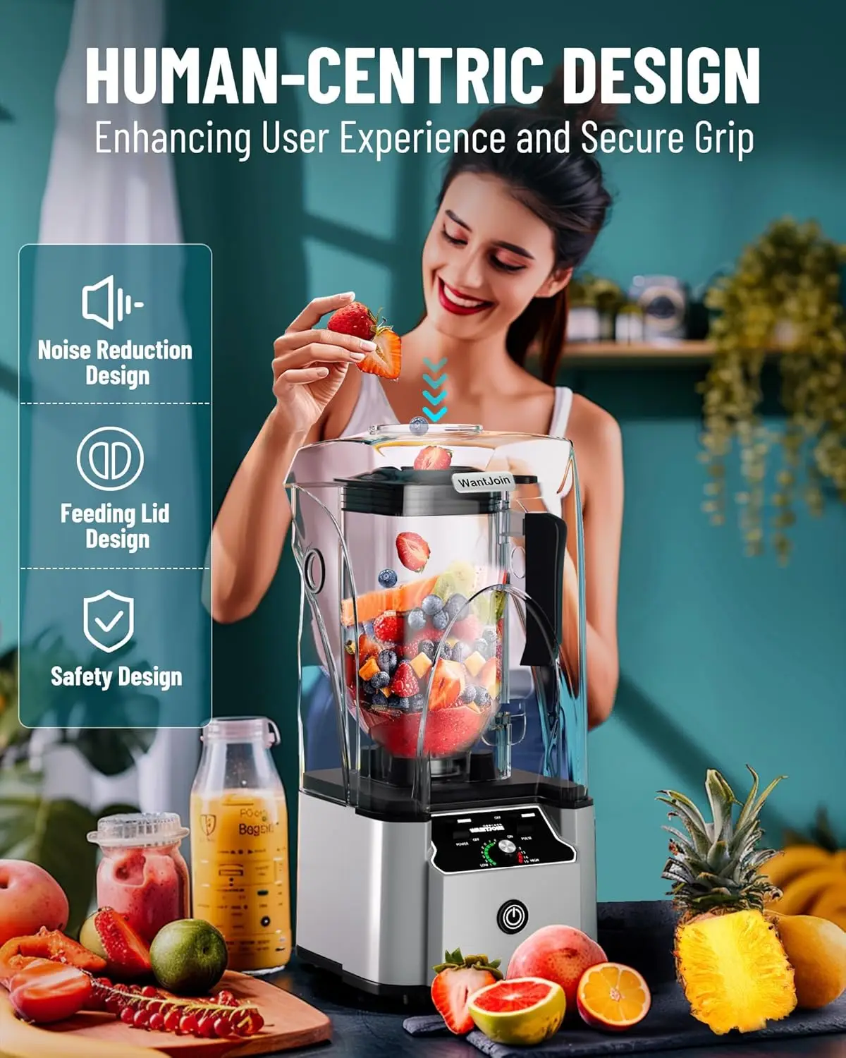 Professional Blender With Shield Quiet Sound Enclosure 2200W Industries Strong and Quiet Professional-Grade 3