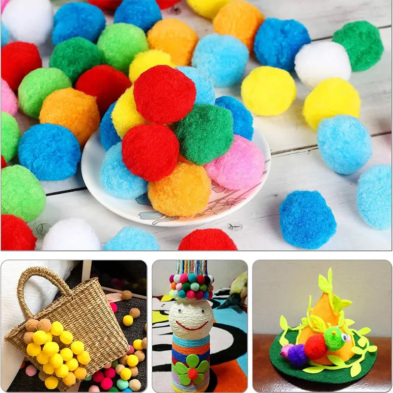 50-300Pcs 0.8-3cm Mixed Pom Poms Craft Mini Small Pompom Fur Balls for Kid Creative Toys DIY Craft Decor