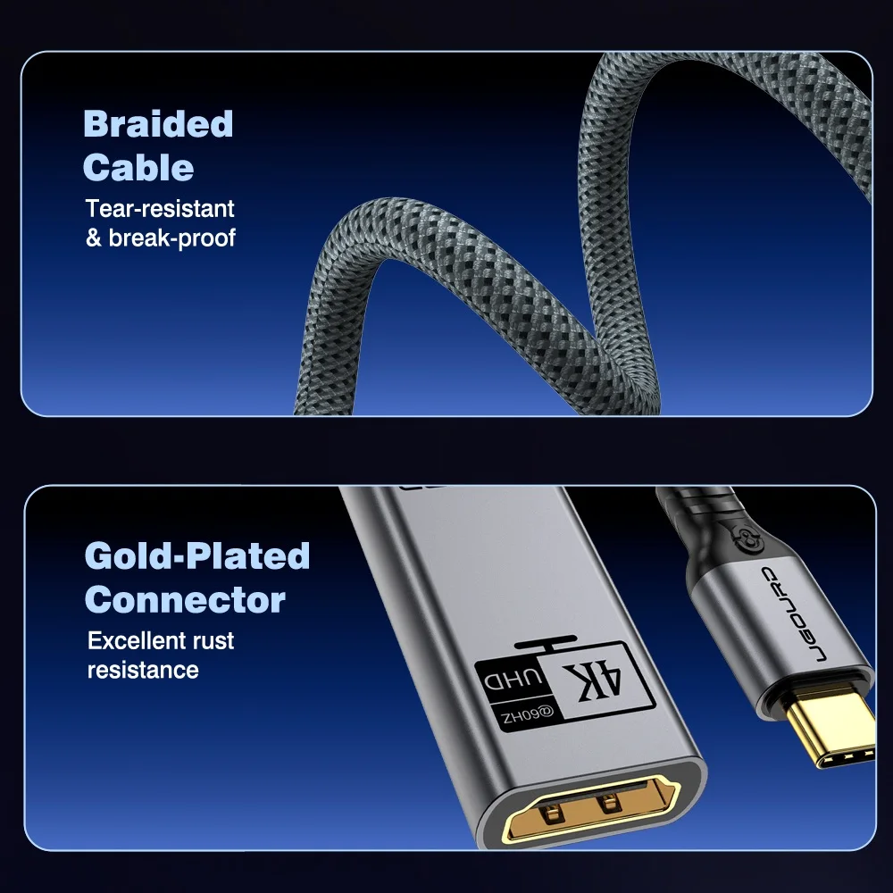 Enhanced USB-C to HDMI Adapter – 4K UHD 60Hz & 2K 144Hz Audio Sync Plug & Play