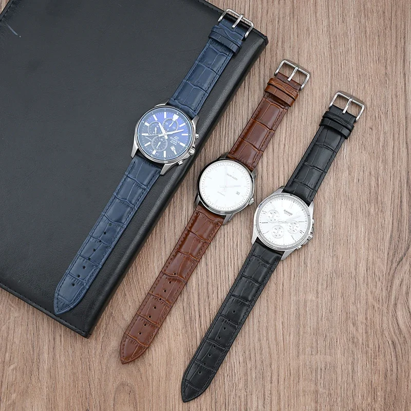 Premium Genuine Leather Quick Release Watch Band with Butterfly Buckle