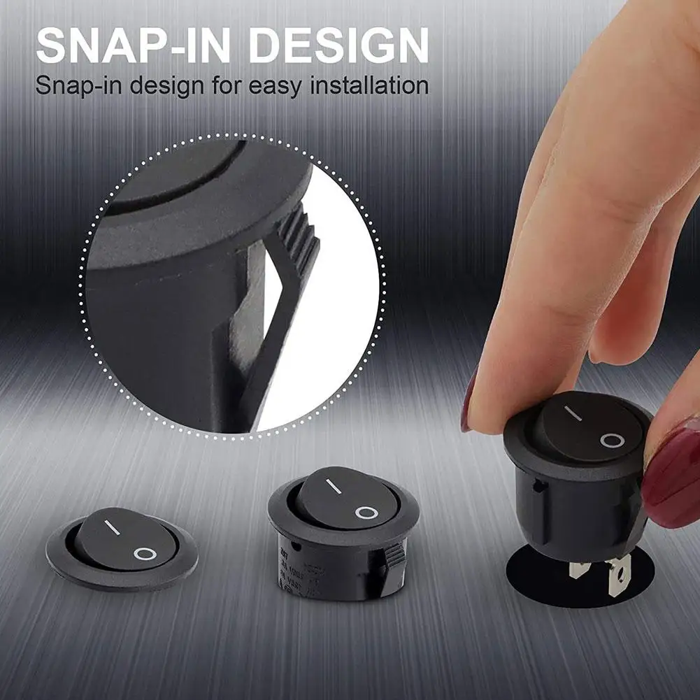 5/10PCS 전원 로커 온-오프 스위치 스위치 20MM 라운드 125V 2핀 터미널 크림프 로커 열 스위치 250V 스위치 A7Q0