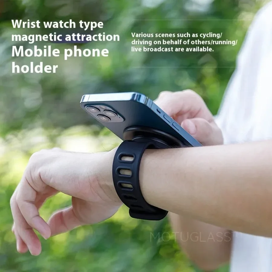 Phone Armband Mobile Phone Arm Band Phone Wristband Holder Magnetic Phone Holder Strap Outdoor Cycling Wristband Portable Lazy Fitness Arm Mount for Smartphone