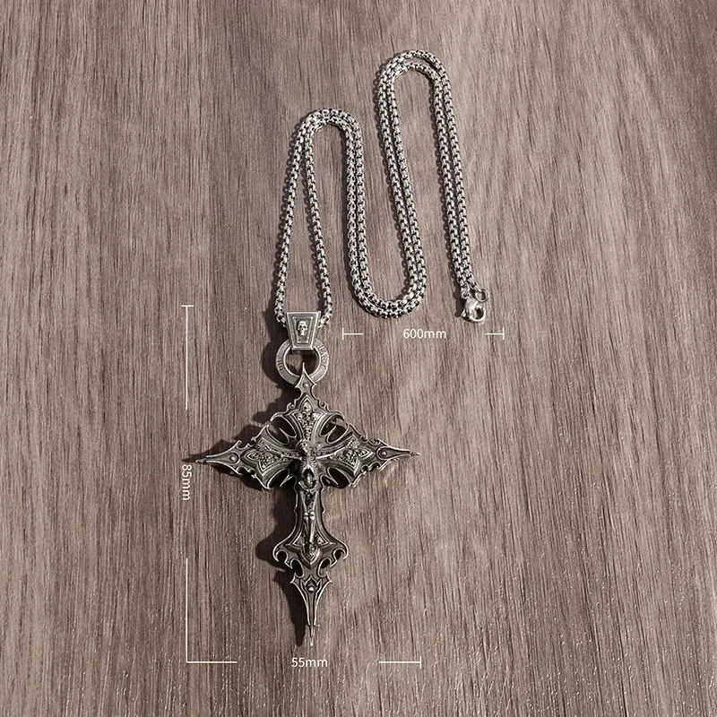 Collana Gotica Con Ciondolo Croce E Teschi – In Acciaio Inossidabile, Stile Punk