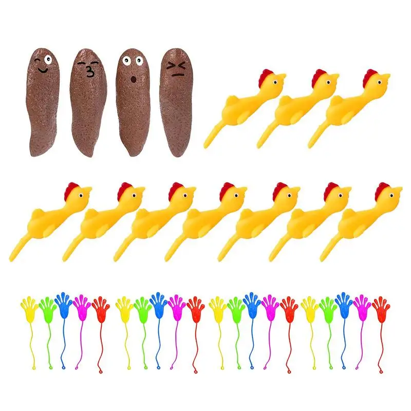 

Рогатка, искусственная Рогатка, курица, набор игрушек для пальцев, летающая игрушка в виде какашки, детская игрушка на пальцы, 20 блестящих ладоней