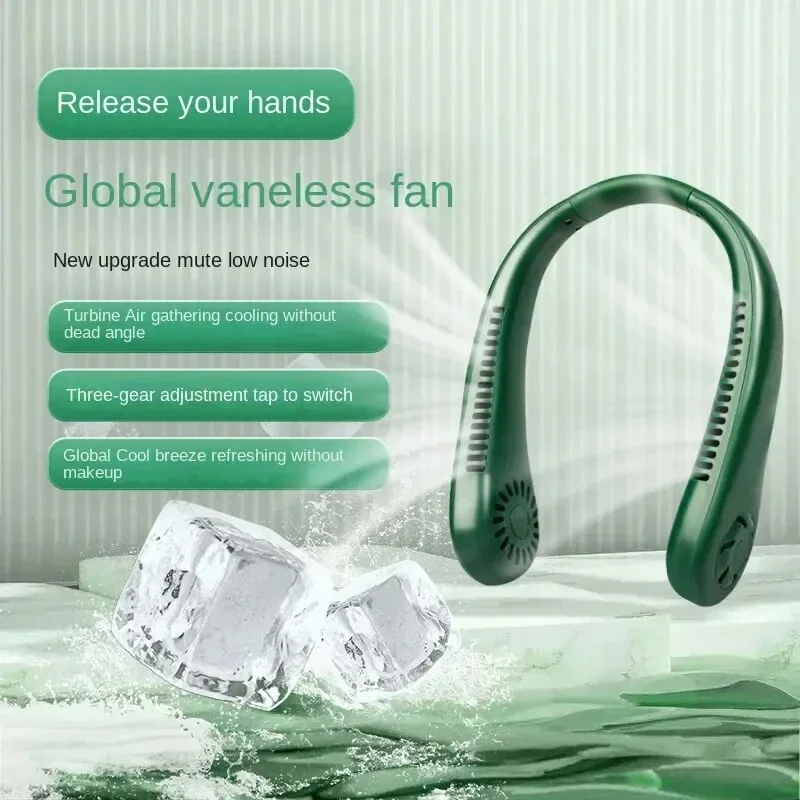 1 قطعة مروحة طويلة التحمل جديد صغير الرقبة المحمولة لا الخالية من الشفرة معلقة الرقبة قابلة للشحن مبرد الهواء 3 سرعة مروحة رياضية صيفية صغيرة