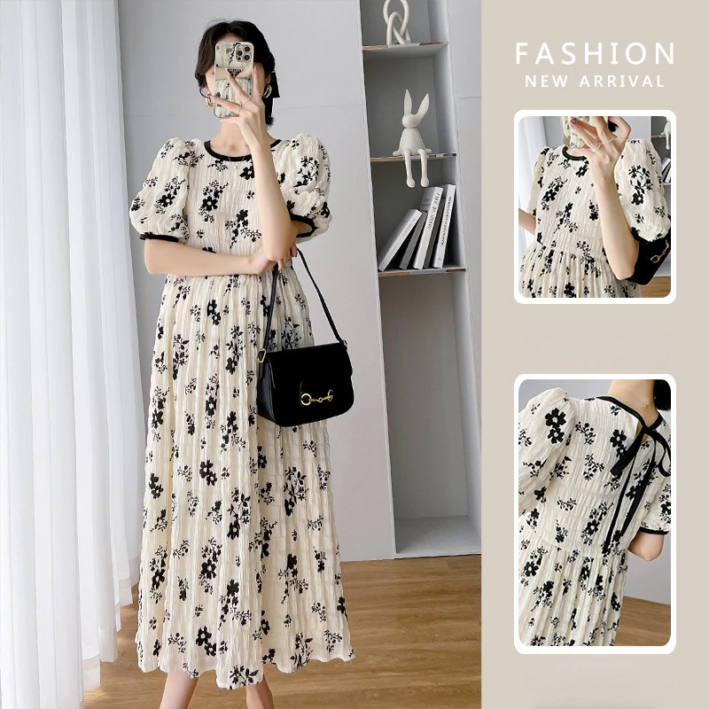 Maternity Dresses New 2023 Summer Temperament Pleated Casual Dress Korean Loose Floral Short-sleeved Fashion Pregnancy Skirt maternity dresses new 2023 summer temperament pleated casual dress korean new loose floral short sleeved fashion pregnancy skirt