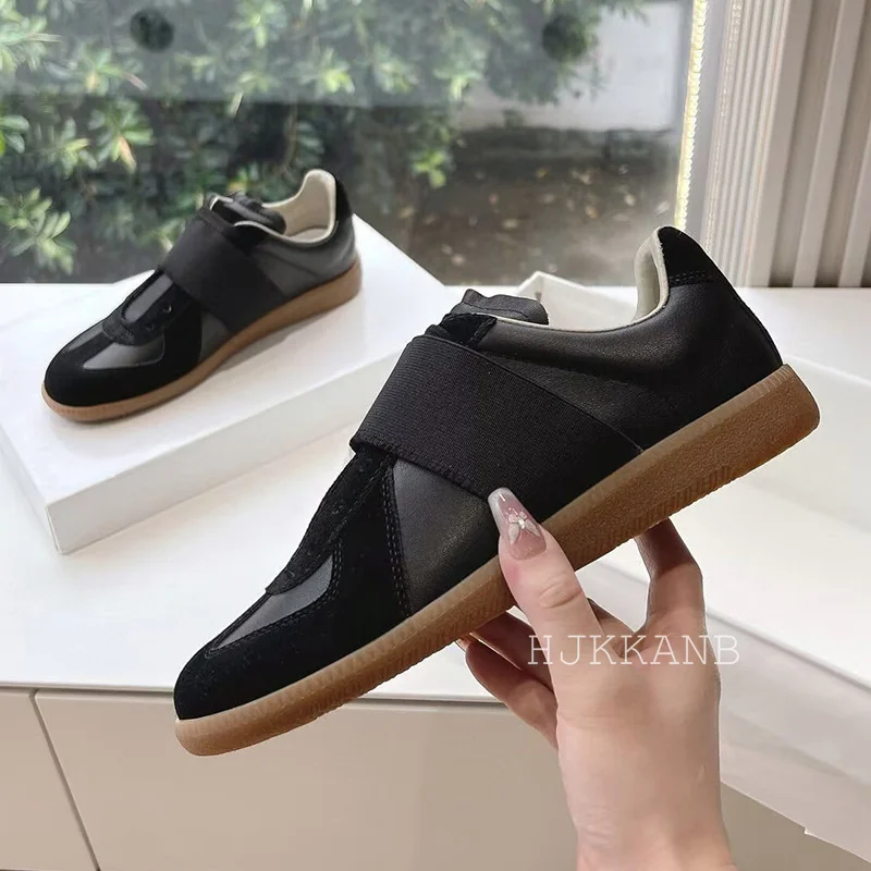 2025 Flat Thick Bottom Genuine Leather Casual Shoes Lace Up Mixed Color Breathble Sneakers Spring Patchwork Tennis Shoes Unisex 6